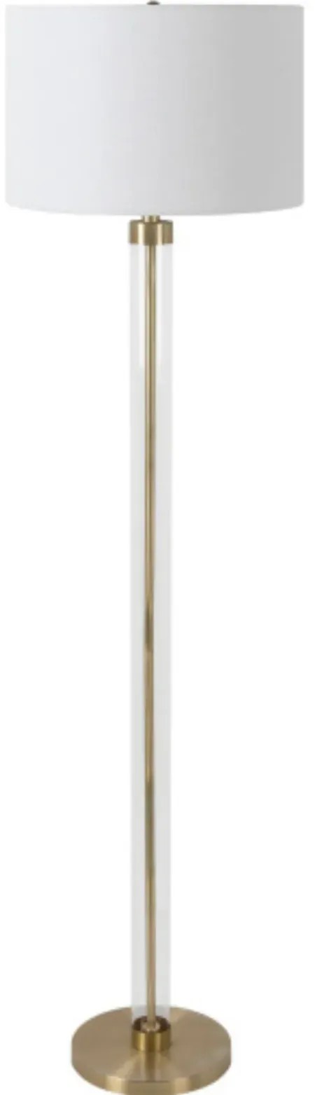 Brass and Glass Floor Lamp 63"H