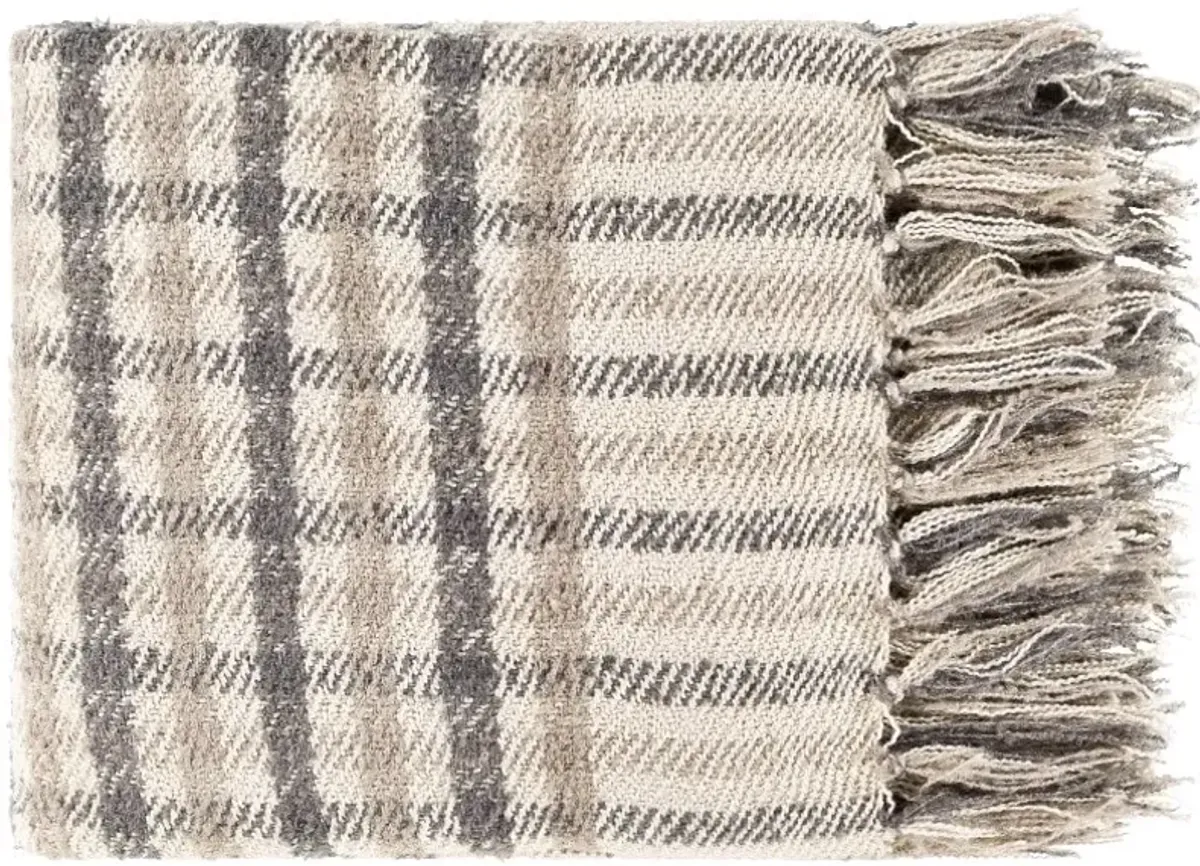 Beige and Tan Plaid Throw 50"W x 60"L