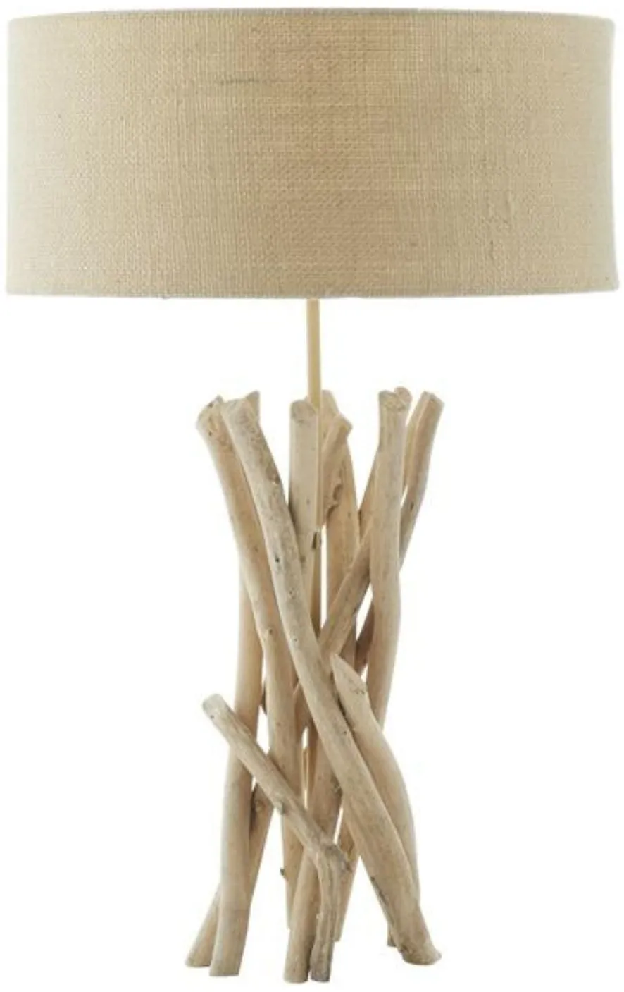 Driftwood and Metal Table Lamp 24"H