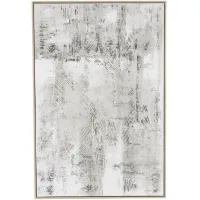 White, Tan, and Grey Abstract Framed Canvas Art 33"W x 49"H