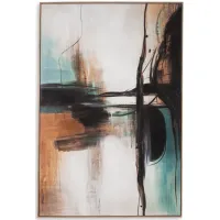 Motion Teal, Orange, and Black Framed Canvas 47"W x 71"H