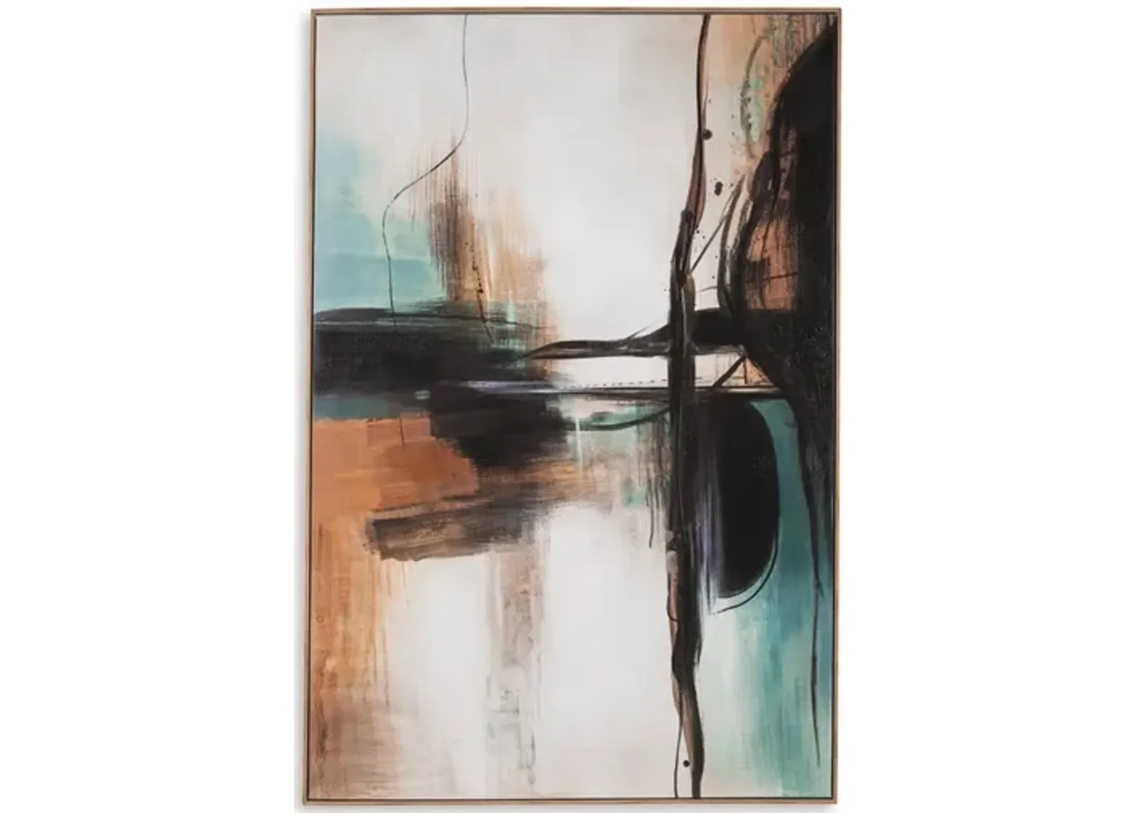 Motion Teal, Orange, and Black Framed Canvas 47"W x 71"H