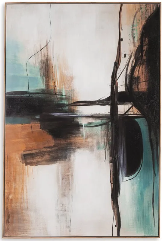 Motion Teal, Orange, and Black Framed Canvas 47"W x 71"H