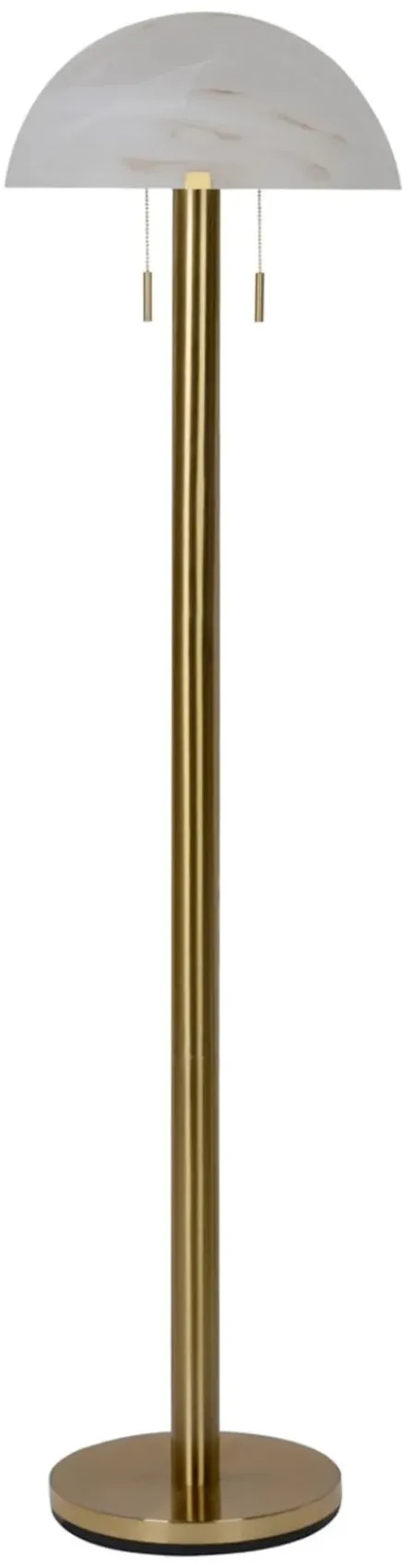 Brass and Glass Shade Floor Lamp 61.5"H