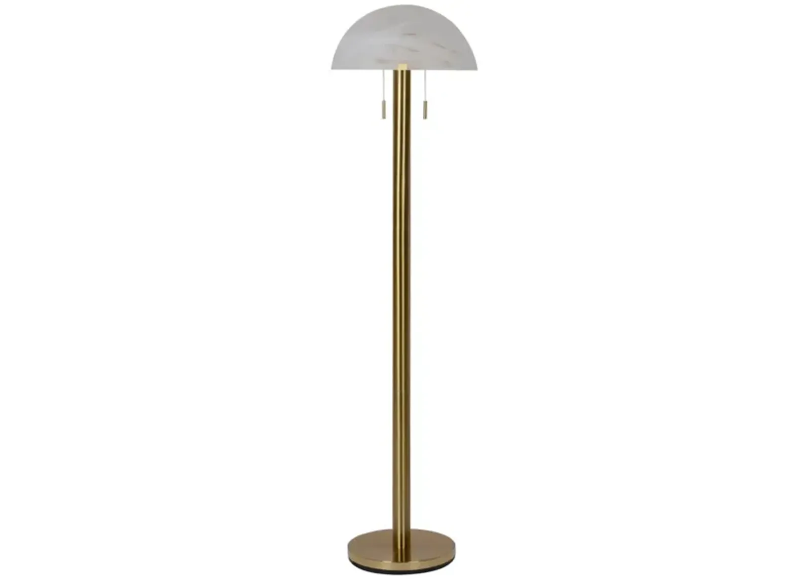 Brass and Glass Shade Floor Lamp 61.5"H