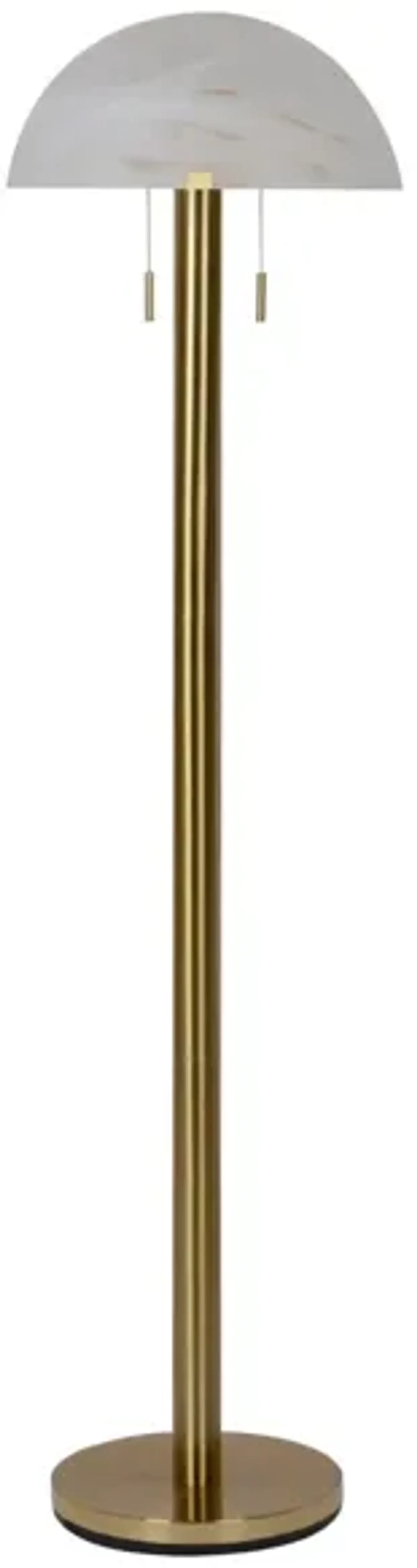 Brass and Glass Shade Floor Lamp 61.5"H