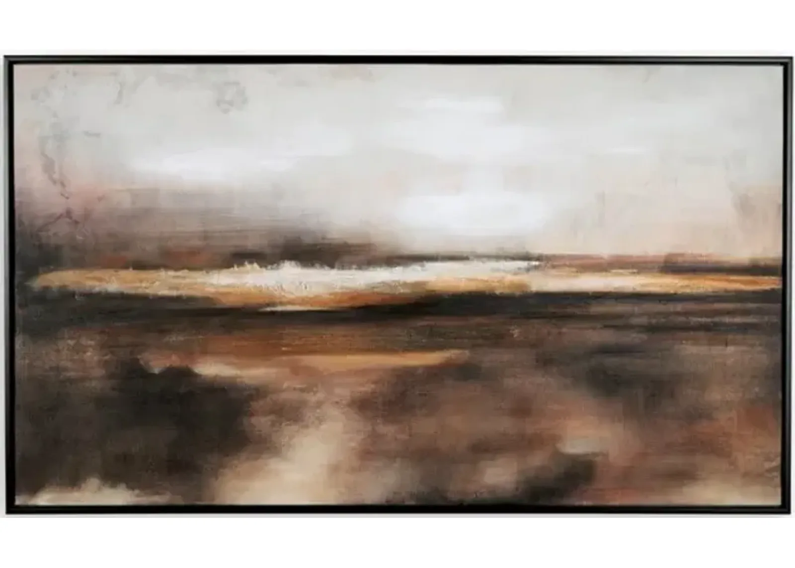 Horizon Black, Brown, and Orange Framed Canvas 35"W x 60"H