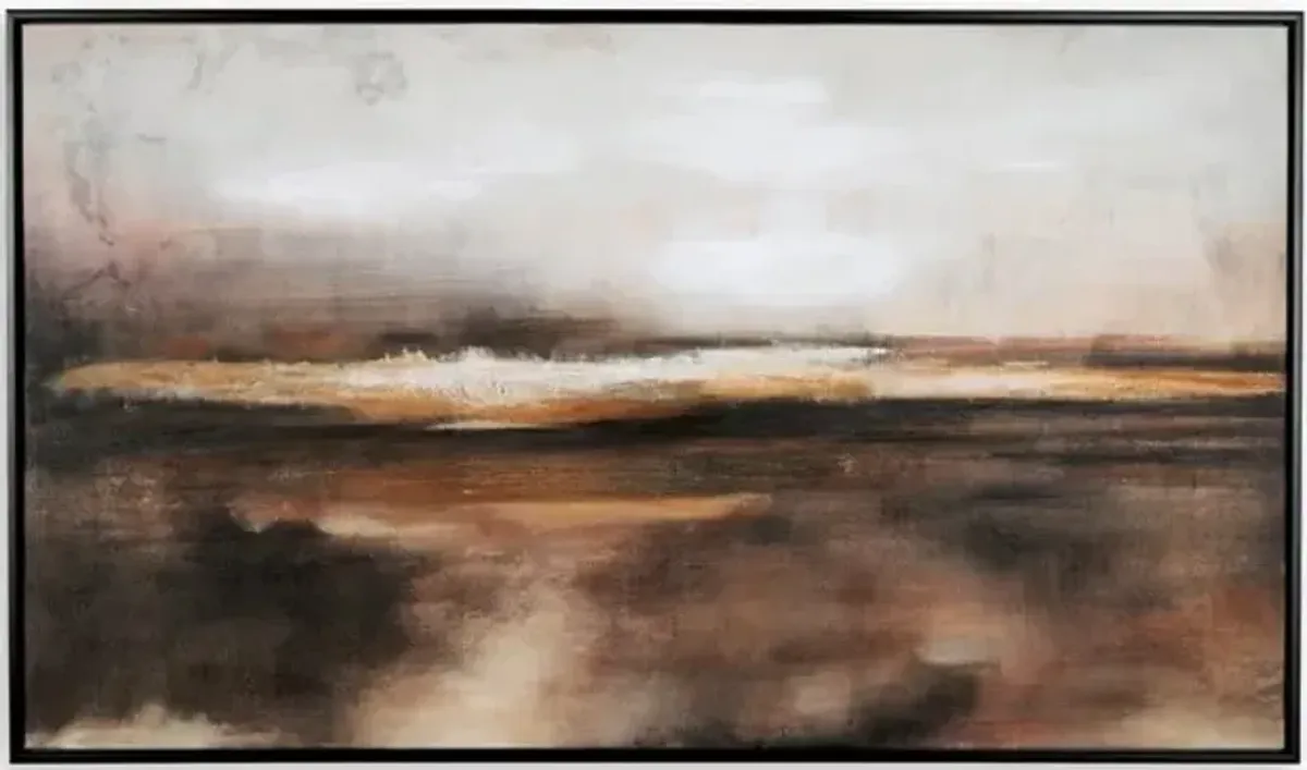 Horizon Black, Brown, and Orange Framed Canvas 35"W x 60"H