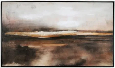Horizon Black, Brown, and Orange Framed Canvas 35"W x 60"H