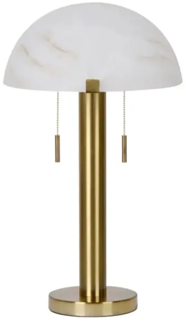Brass and Glass Shade Table Lamp 22.25"H