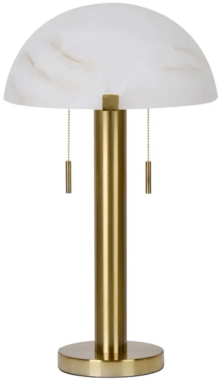 Brass and Glass Shade Table Lamp 22.25"H