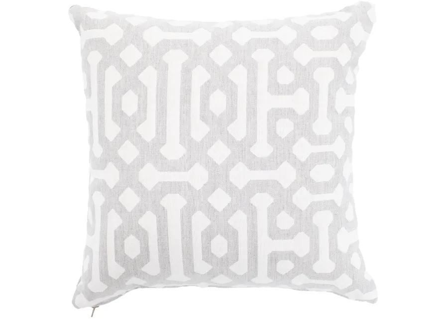 Fretwork Pewter Sunbrella Outdoor Pillow 16"W x 16"H