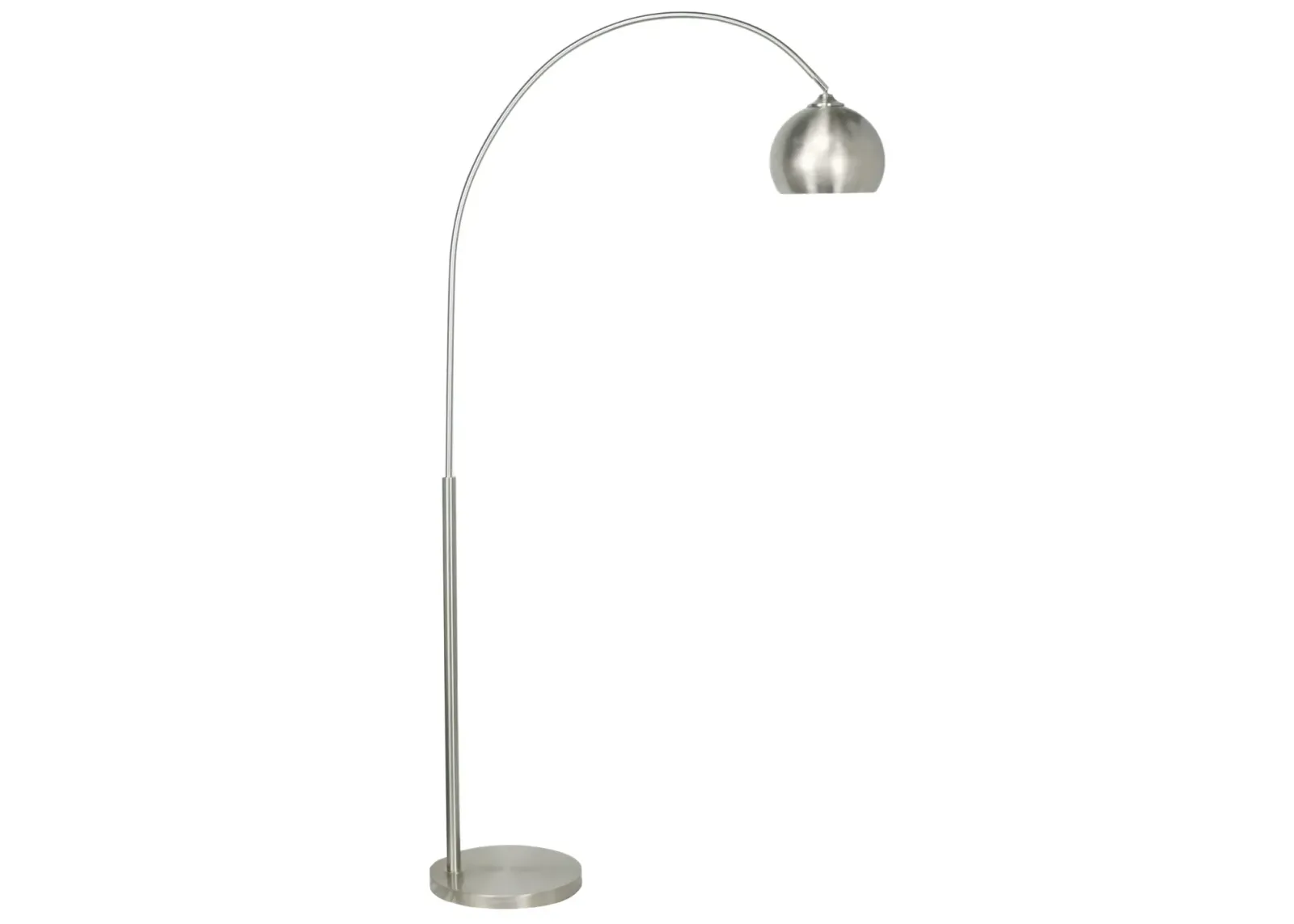 Nickel Metal Single Floor Arc Lamp 73"H