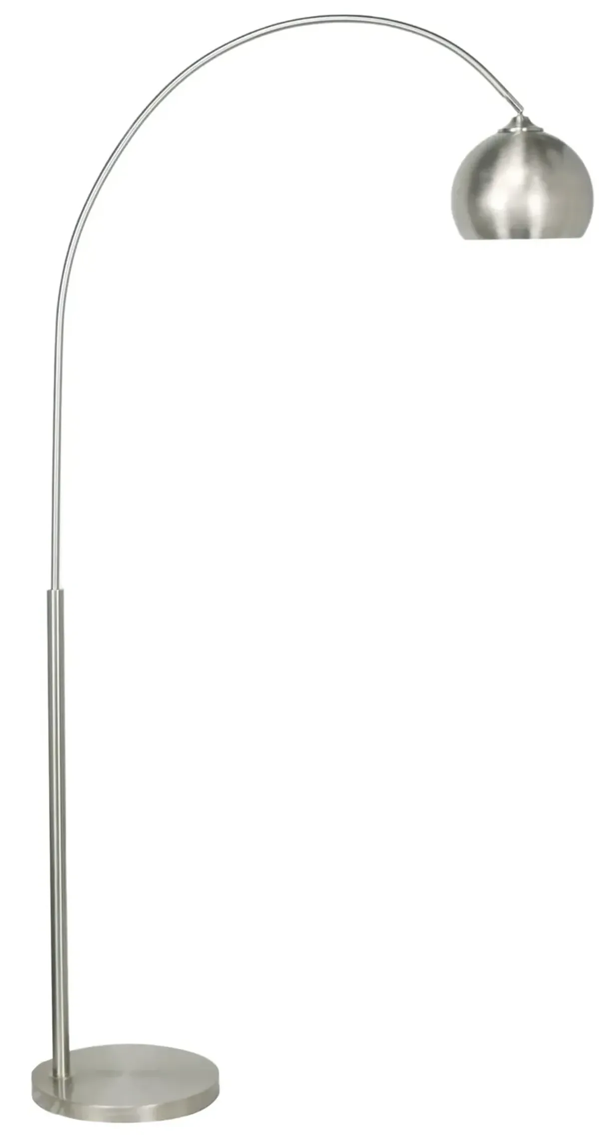 Nickel Metal Single Floor Arc Lamp 73"H