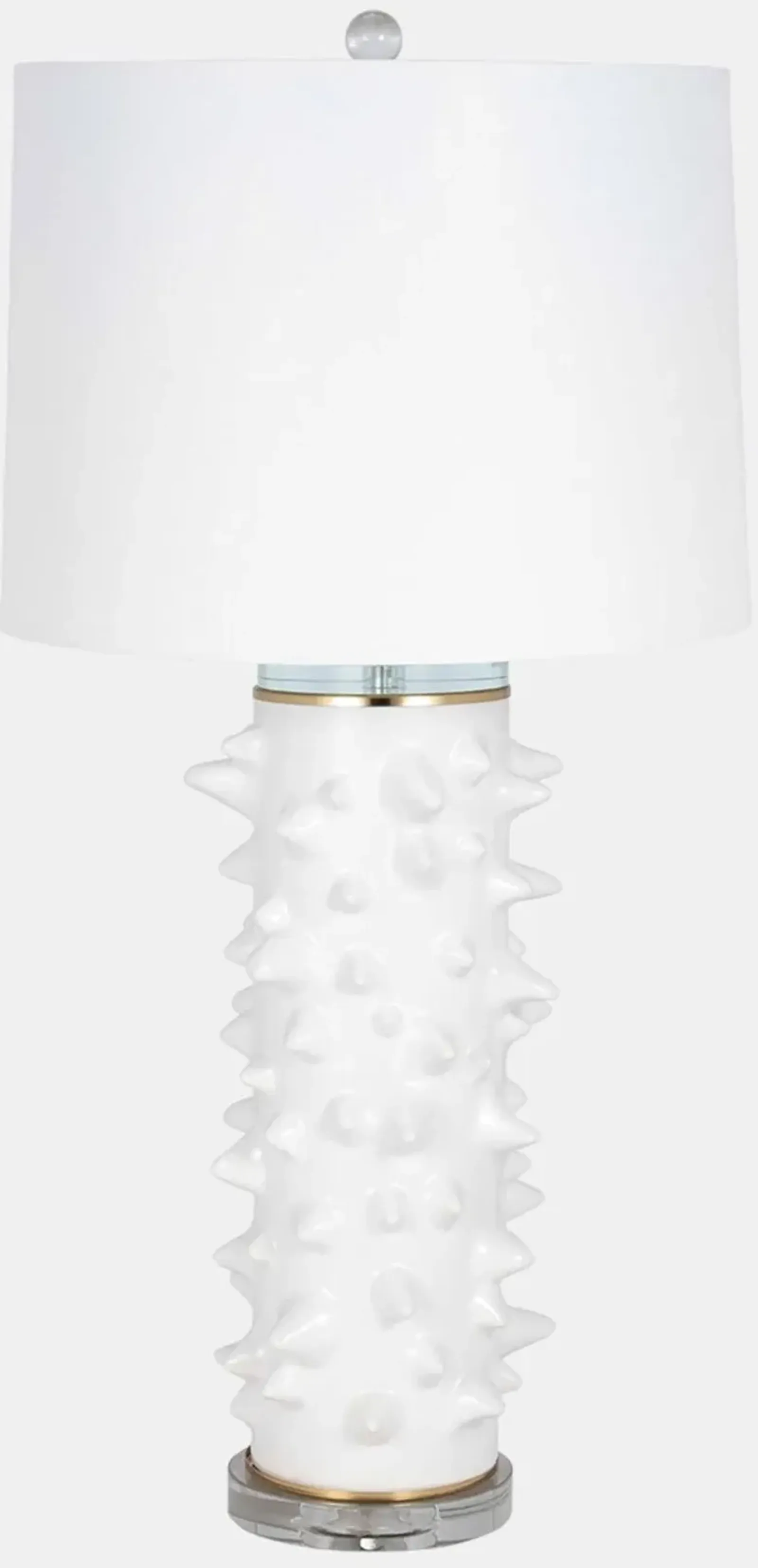 White Spikey Ceramic Table Lamp 31"H