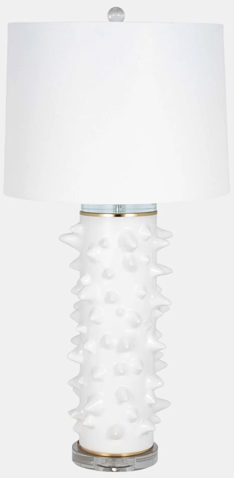 White Spikey Ceramic Table Lamp 31"H