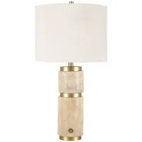 Gold and Ivory Travertine Table Lamp 26"H