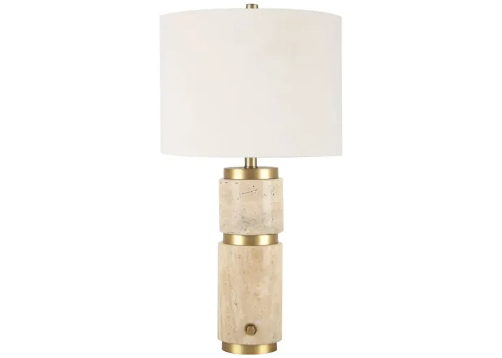 Gold and Ivory Travertine Table Lamp 26"H