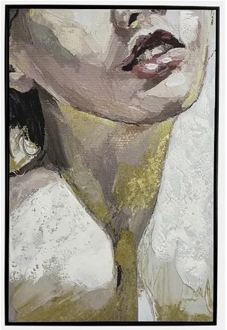 Woman Portrait Handpainted Framed Painting 32"W x 48"H