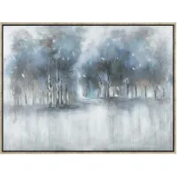 Blue, Black, and White Forest Framed Art 47"W x 35.5"H