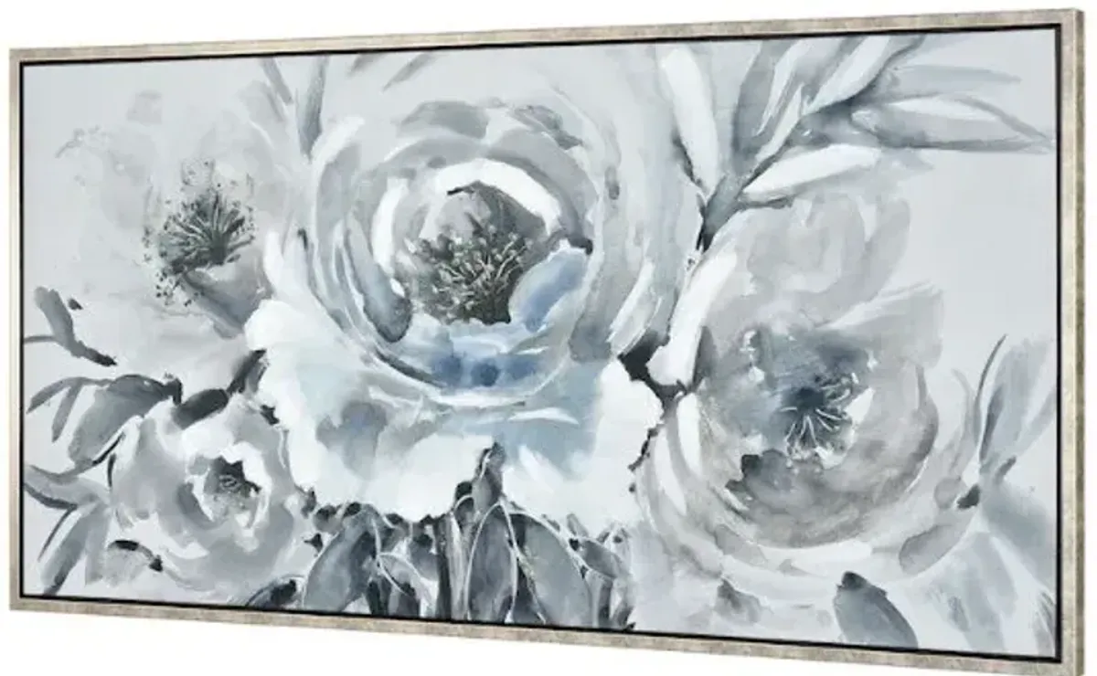 White and Blue Flowers Framed Art 59"W x 29.5"H