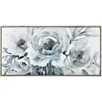 White and Blue Flowers Framed Art 59"W x 29.5"H