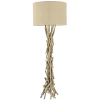 Driftwood and Metal Floor Lamp 62"H