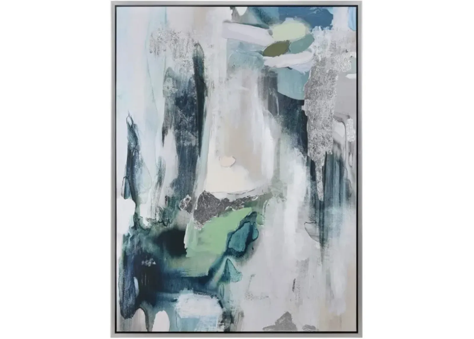 Blue, Green, and White Abstract Framed Art 35.5"W x 47.25"H