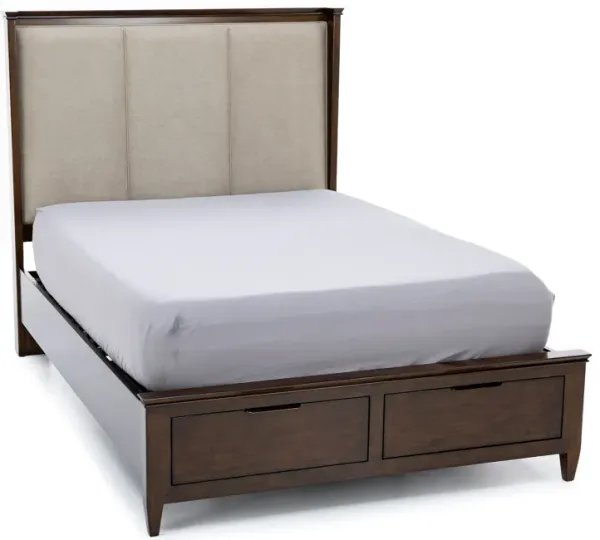 Elise Queen Storage Upholstered Shelter Bed