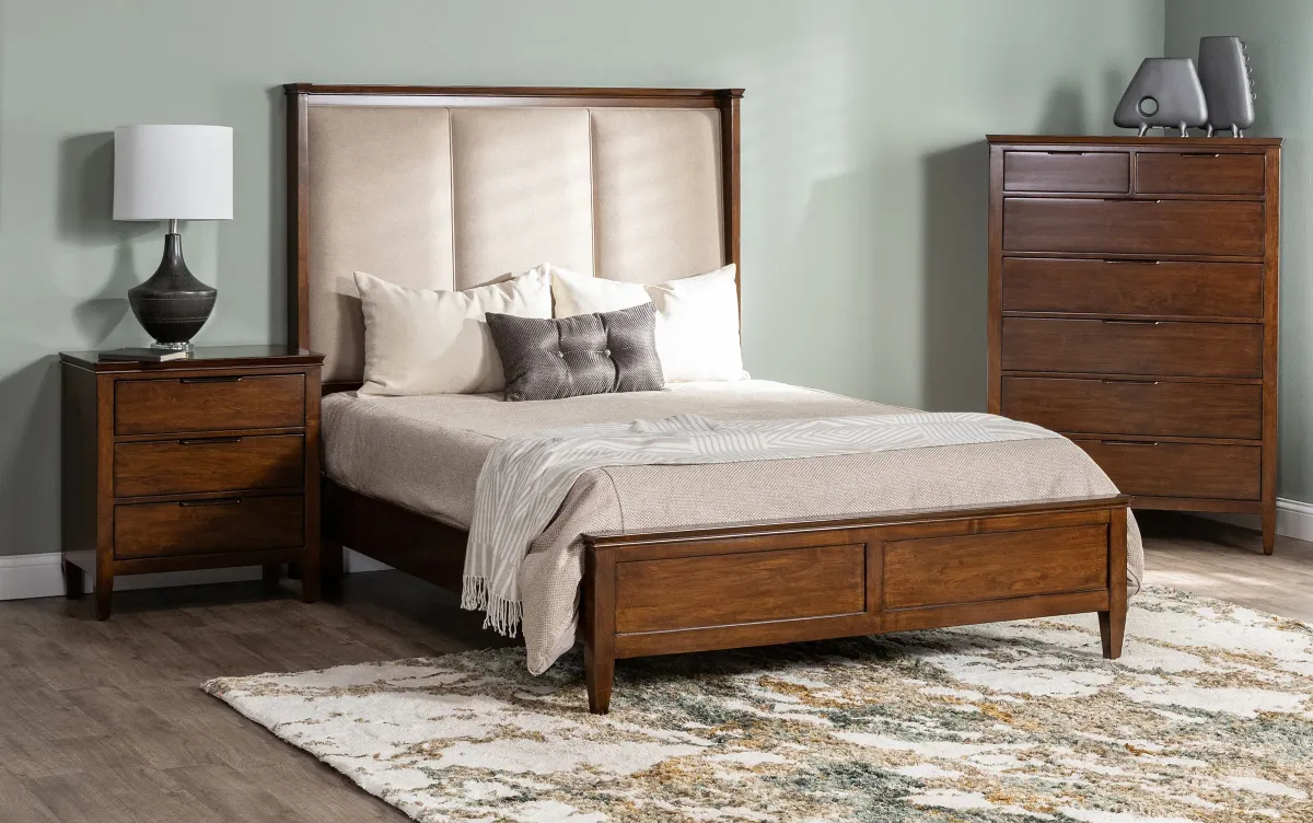 Elise Queen Upholstered Shelter Bed