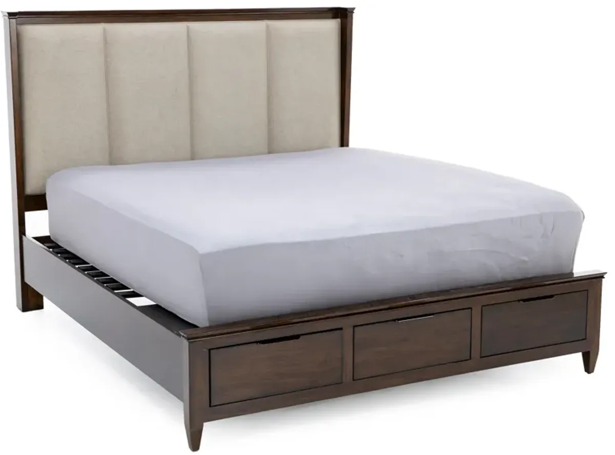 Elise King Storage Upholstered Shelter Bed