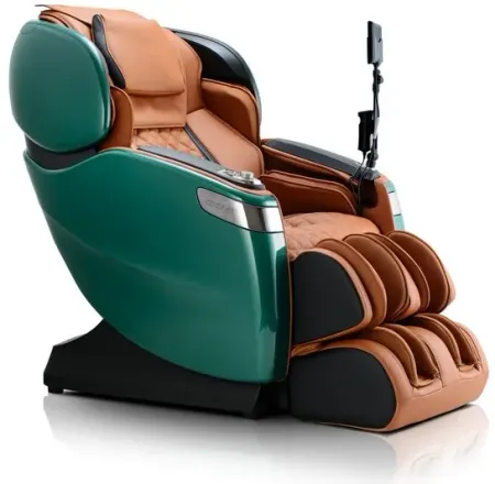 Qi XE Massage Chair in Emerald Green/Cappuccino