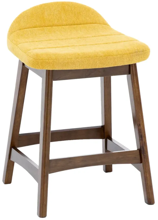 Emma Upholstered Counter Stool In Mustard Polyester