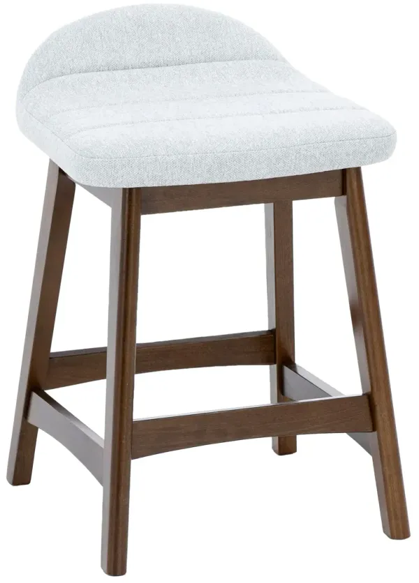 Emma Upholstered Counter Stool In Light Gray Polyester