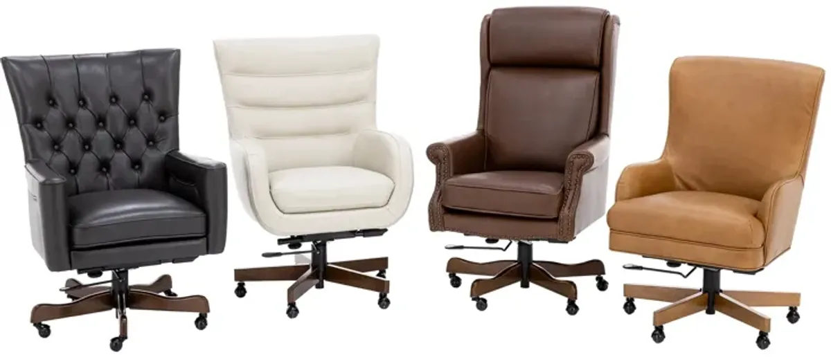 Caesar Ivory Leather Office Chair