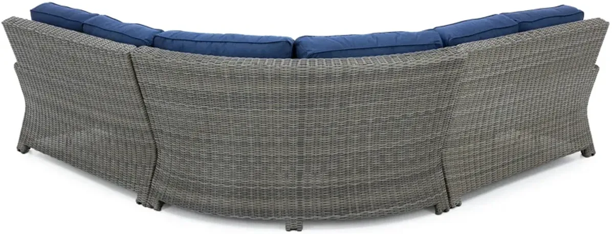 Bainbridge 3-Pc Sectional in Willow Thick with Spectrum Indigo Cushion