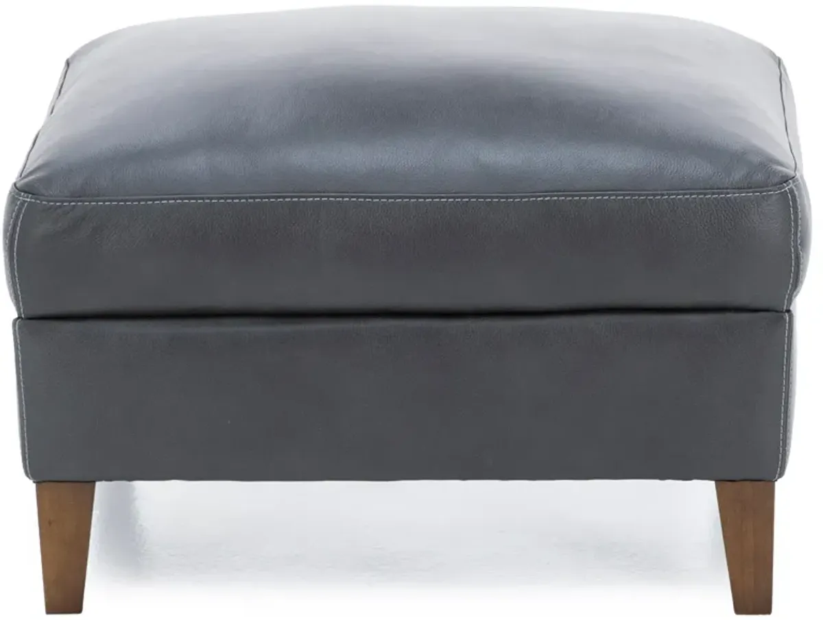 Filly Leather Ottoman in Charcoal