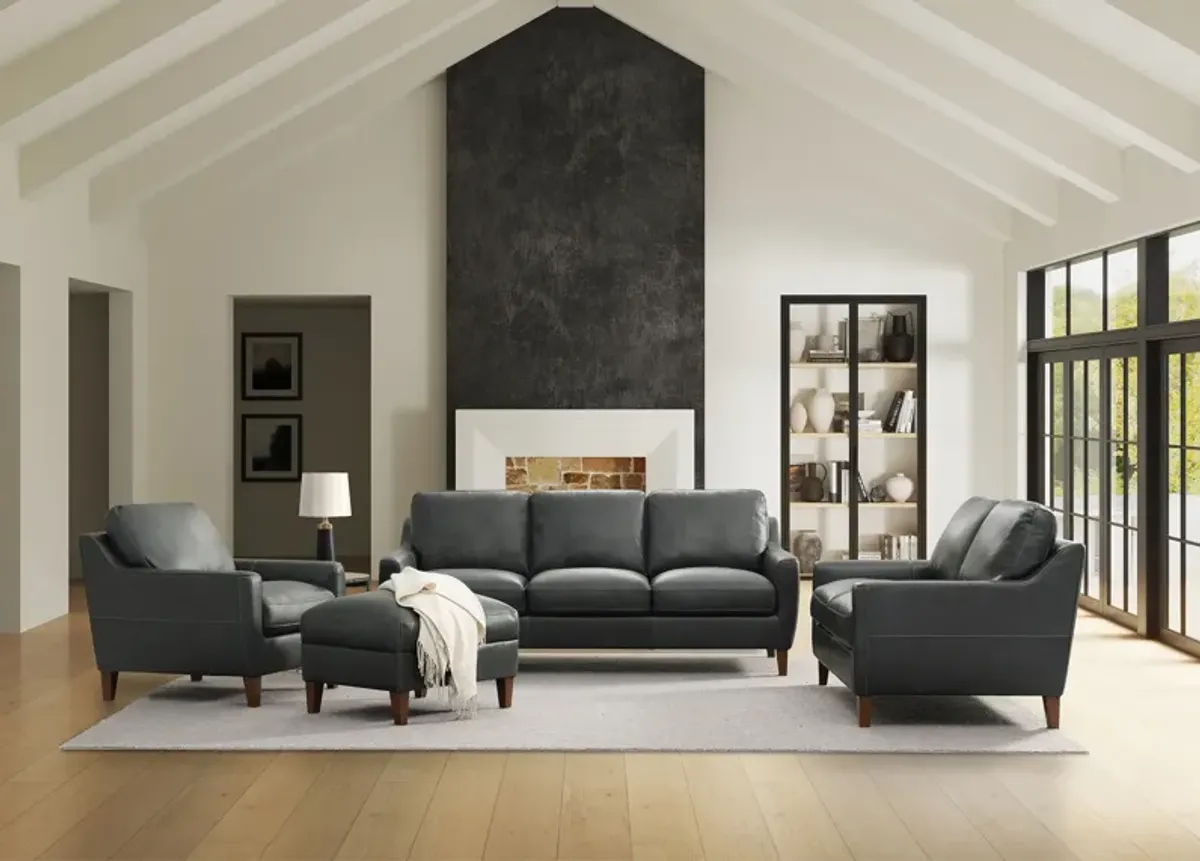 Filly Leather Sofa in Charcoal