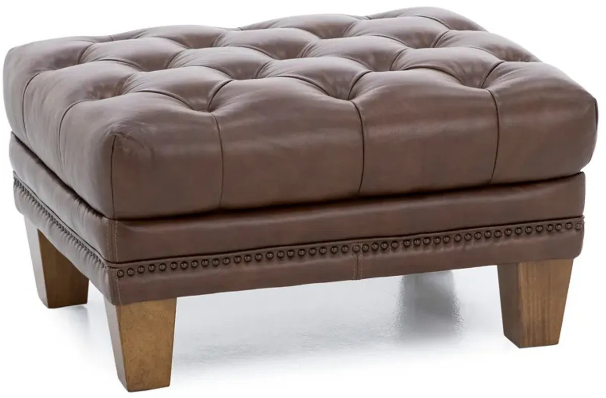 Westchester Tufted Leather Ottoman