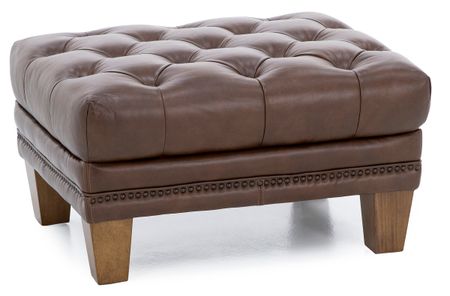 Westchester Tufted Leather Ottoman