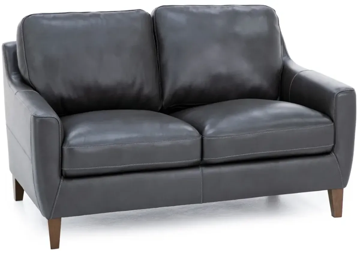 Filly Leather Loveseat in Charcoal