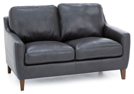Filly Leather Loveseat in Charcoal