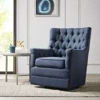 Maddy Swivel Glider Chair in Blue
