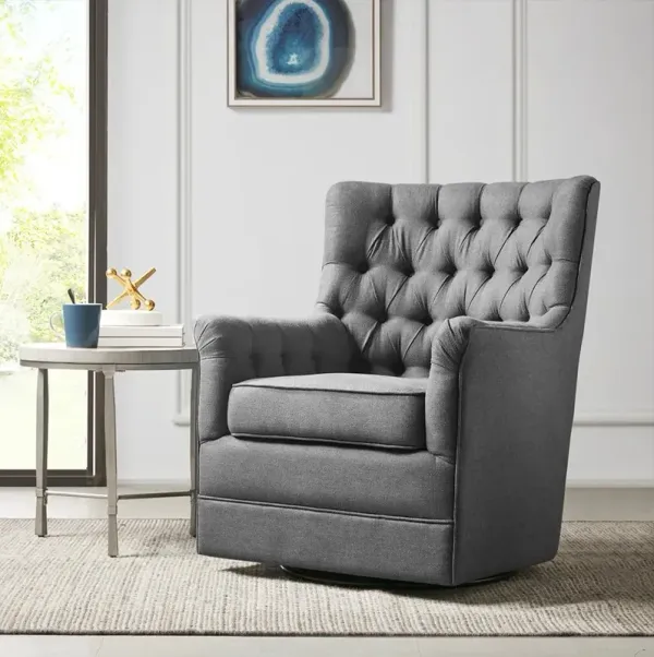 Maddy Swivel Glider Chair in Gray
