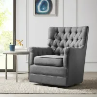 Maddy Swivel Glider Chair in Gray