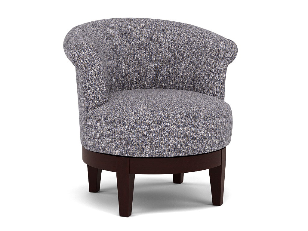 Attica Swivel Chair in 23572 Indigo with Espresso legs