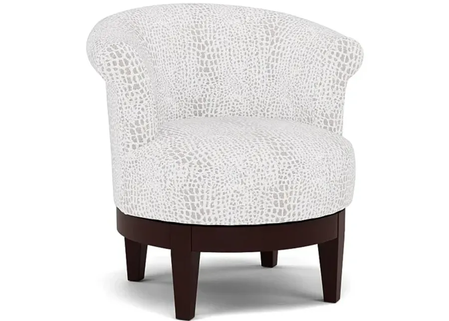 Attica Swivel Chair in 31027 Ivory with Espresso legs