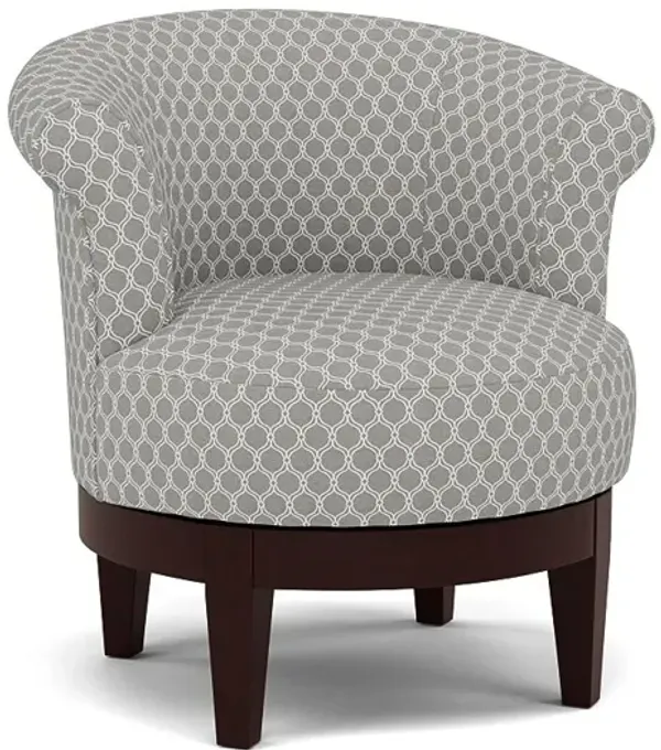 Attica Swivel Chair in 28423 Dove with Espresso legs