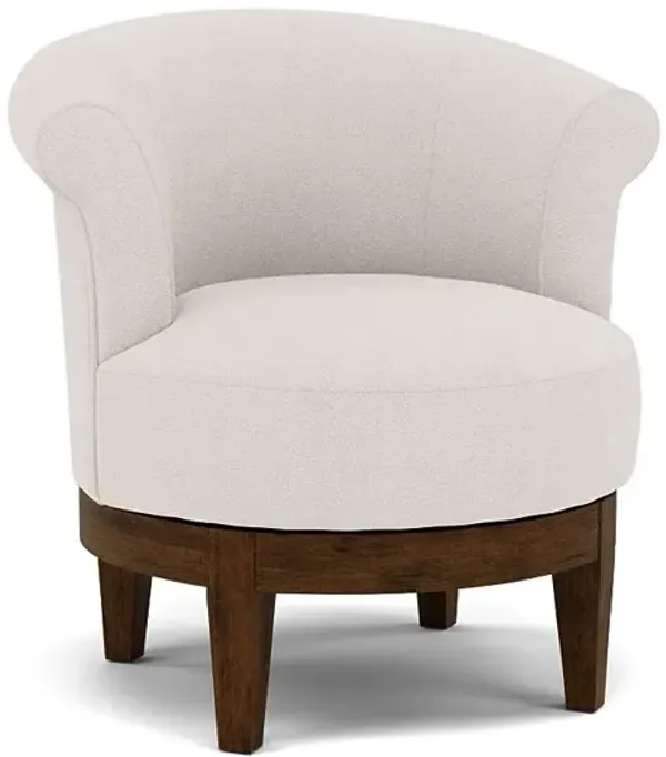Attica Swivel Chair in 20227 Blanco with Dark Walnut legs
