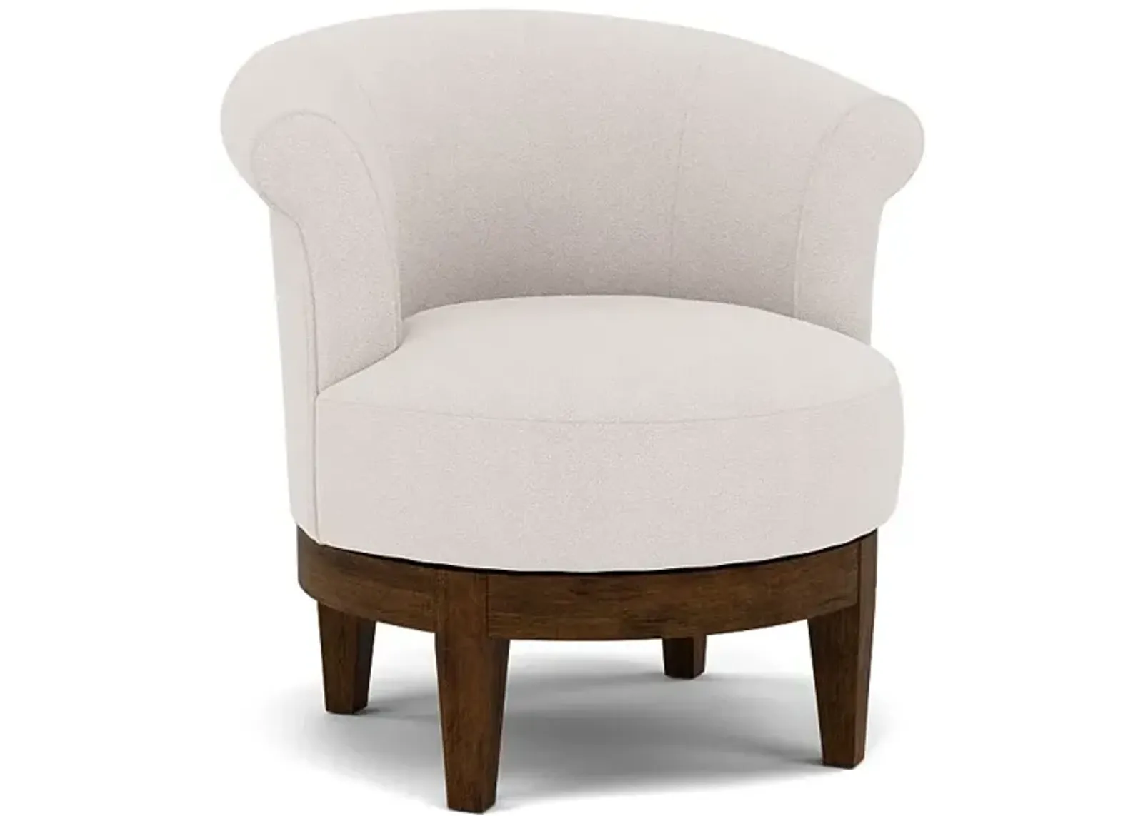 Attica Swivel Chair in 20227 Blanco with Dark Walnut legs